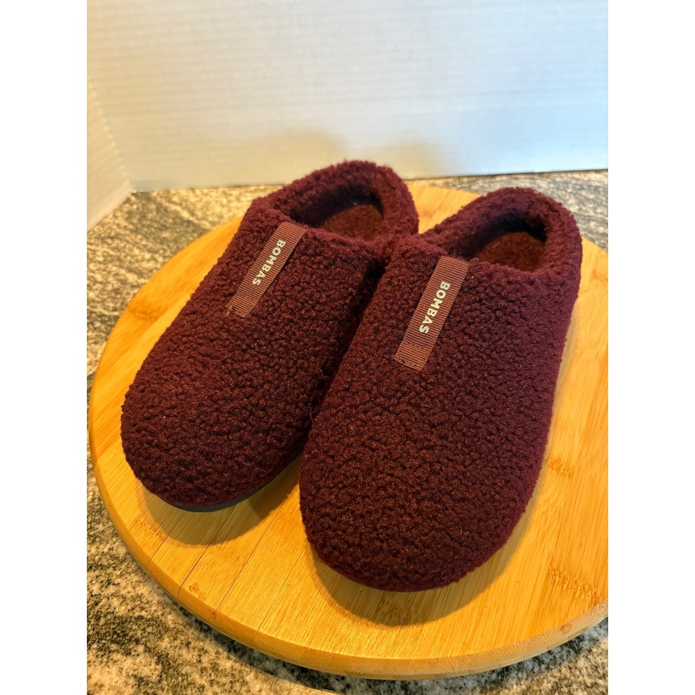 Bombas Women's Burgundy Red Sherpa Slippers Cozy Slip On Shoes